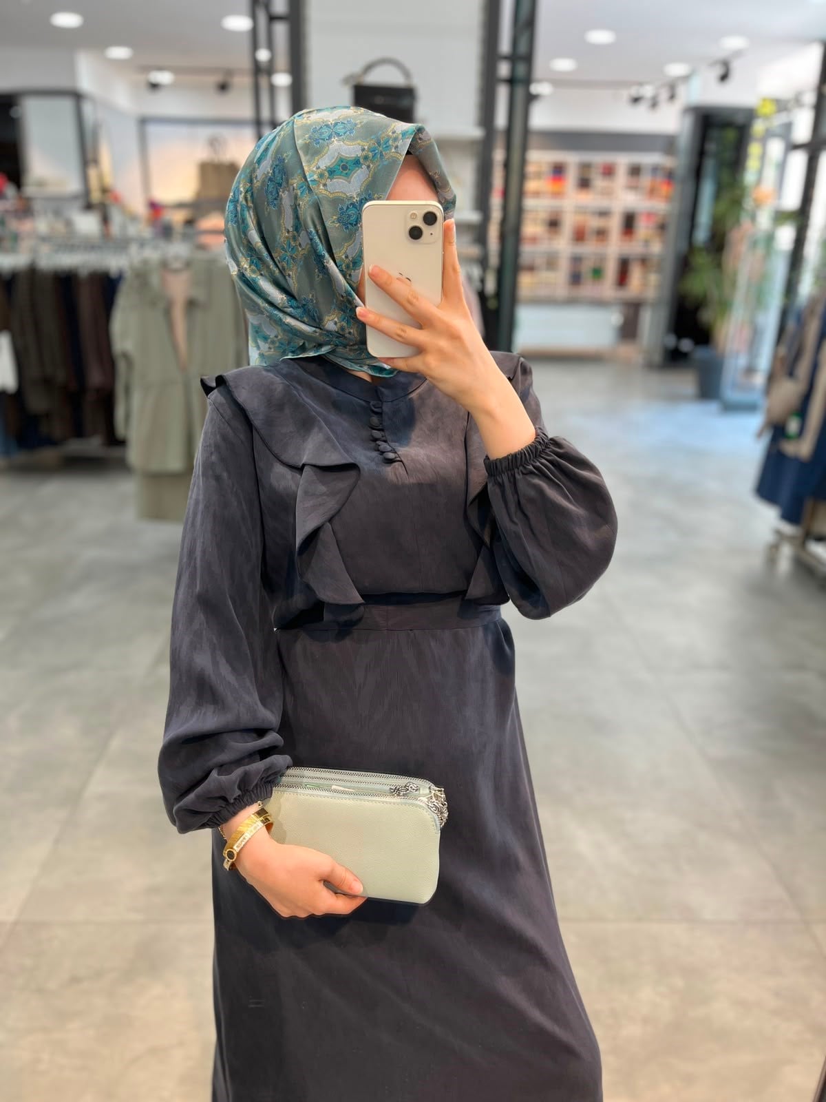 Alesya Fırfır Detaylı Kolu Lastikli Elbise - Lacivert