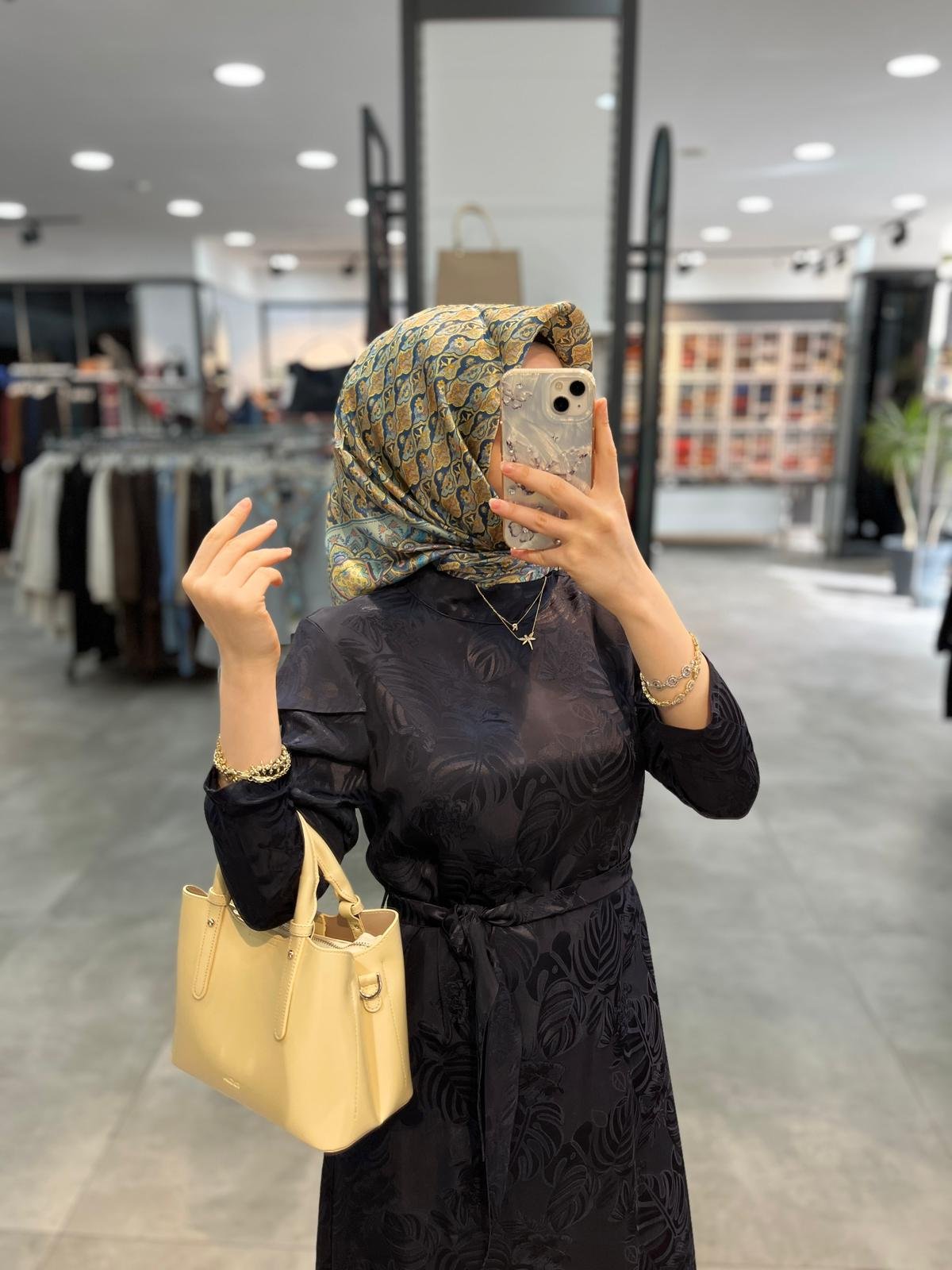 Alesya Omuz Detaylı Jakar Elbise - Lacivert