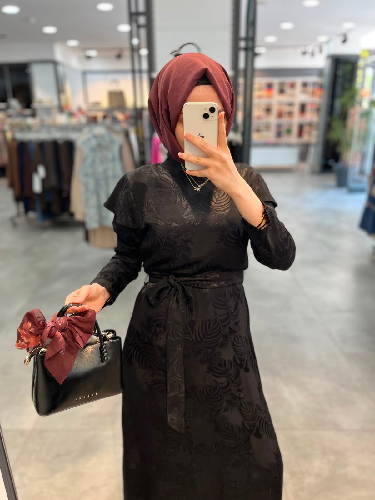 Alesya Omuz Detaylı Jakar Elbise - Siyah