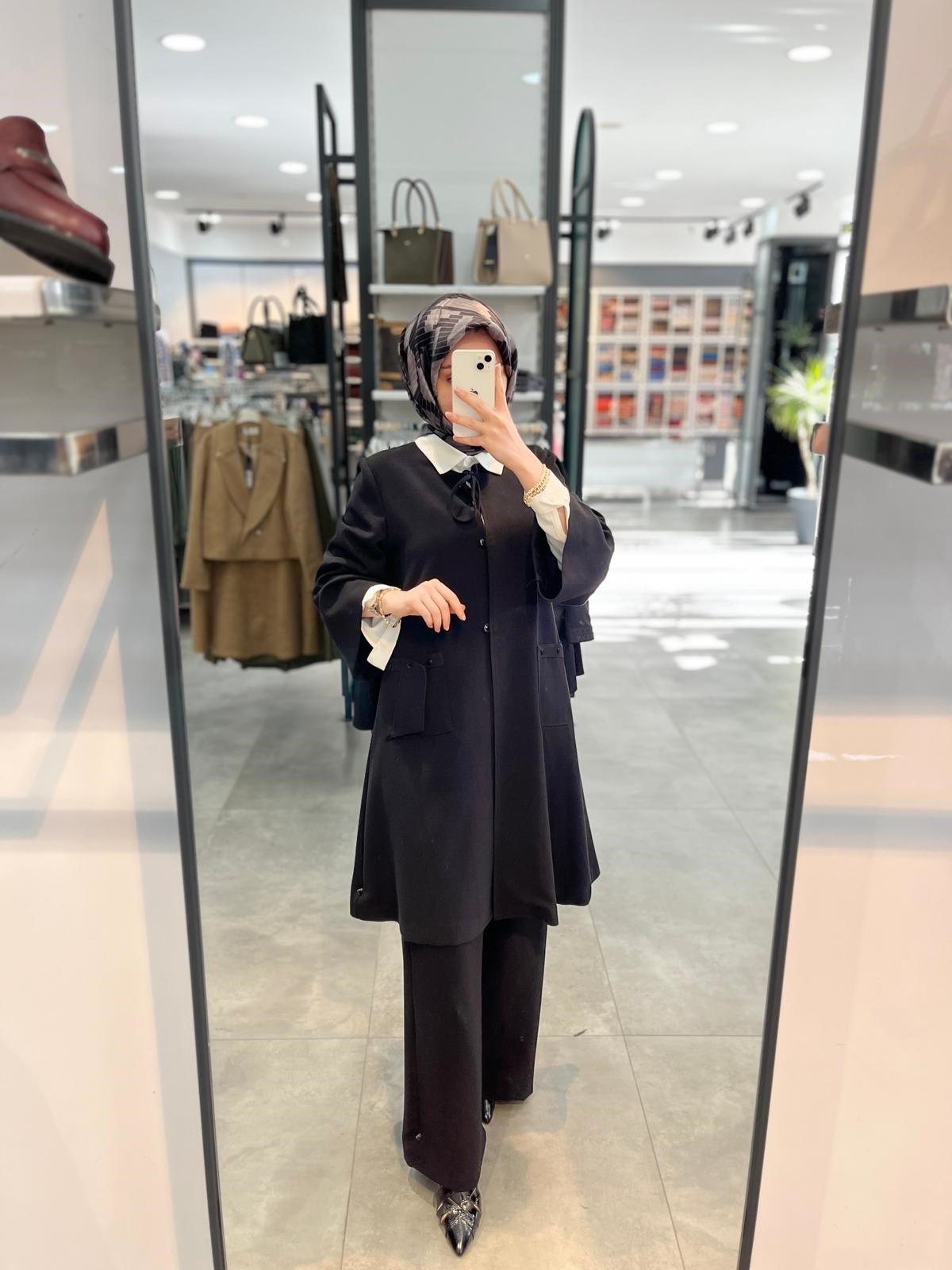 Alesya Tunik Ceket Pantolon Üçlü Takım - Siyah