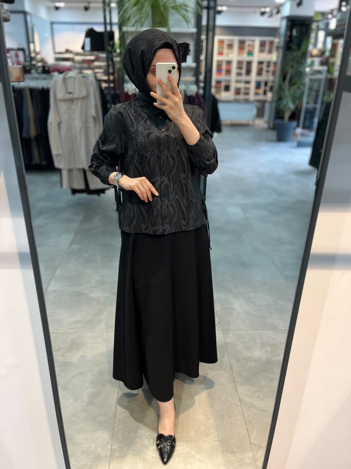 Nihan Desenli Modal Takım - Siyah