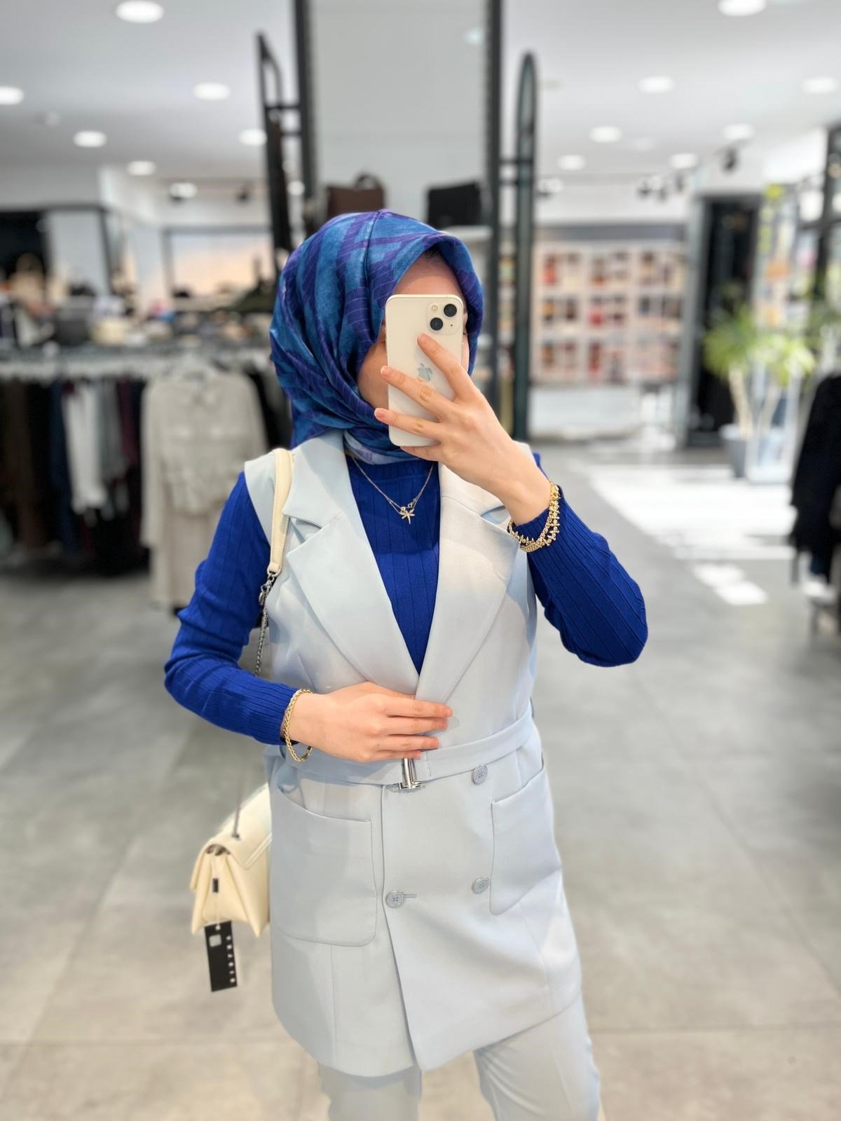 Nihan Kuşaklı Blazer Yelek - Açık Mavi
