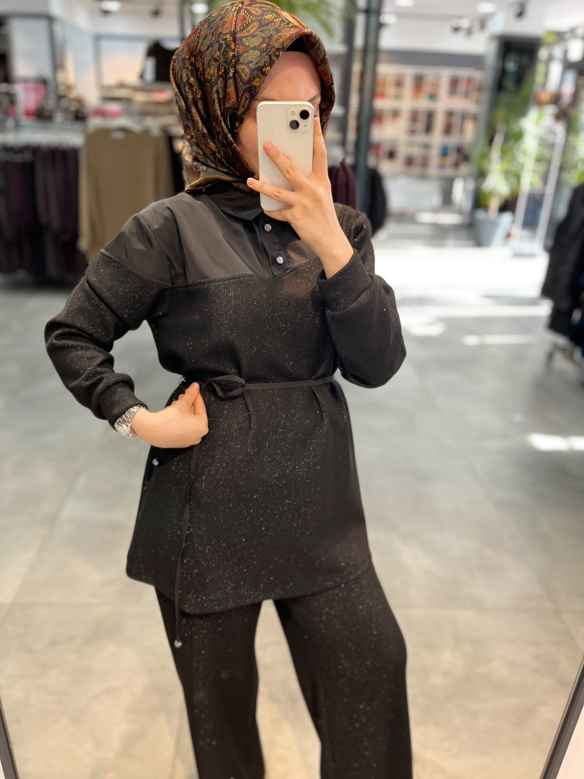 Nihan Simli Örme Şık Takım - Siyah