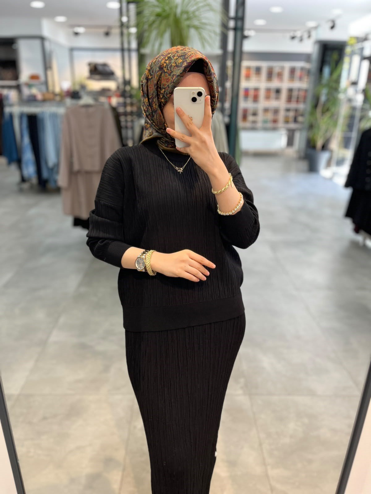 Nuss Fitilli Bluz Etek Takım - Siyah