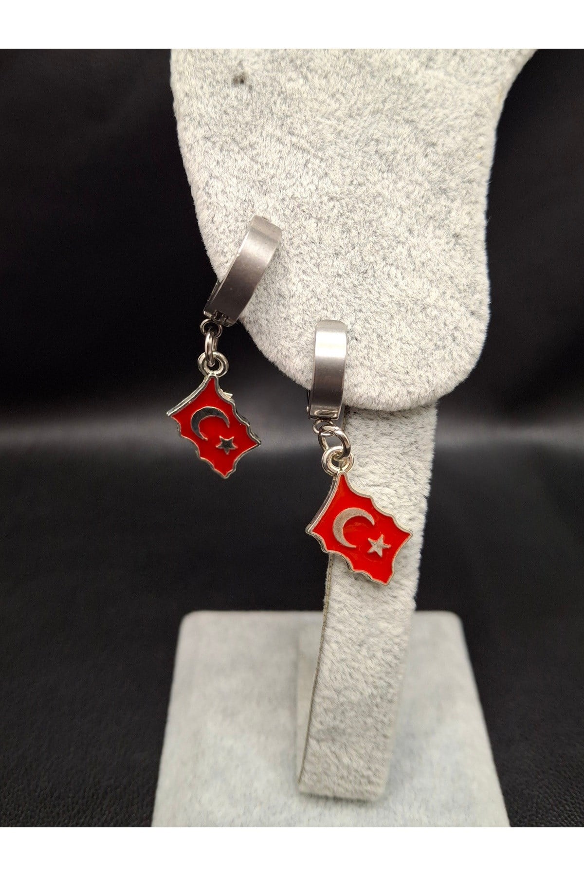 Kırmızı Türk Bayraklı Küpe
