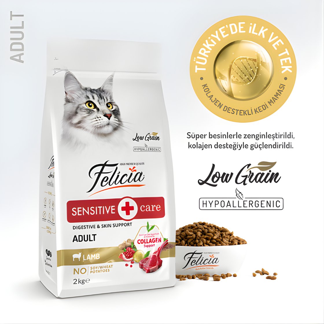 Felicia Hipoalerjenik Kuzu Etli Düşük Tahıllı Yetişkin Kedi Maması 2kg