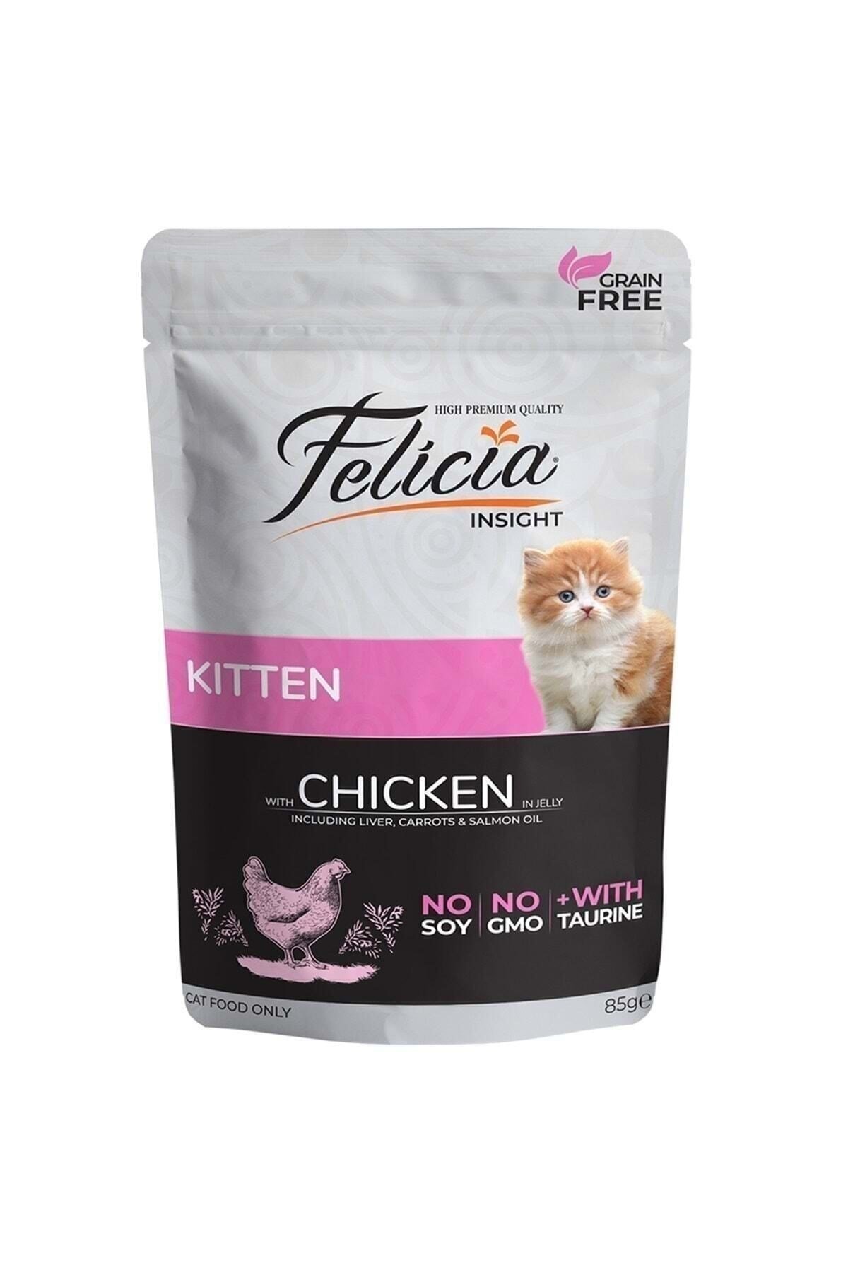 Felicia Pouch Tavuklu Yavru Kedi Maması Tahılsız 85 Gr X 12 Adet
