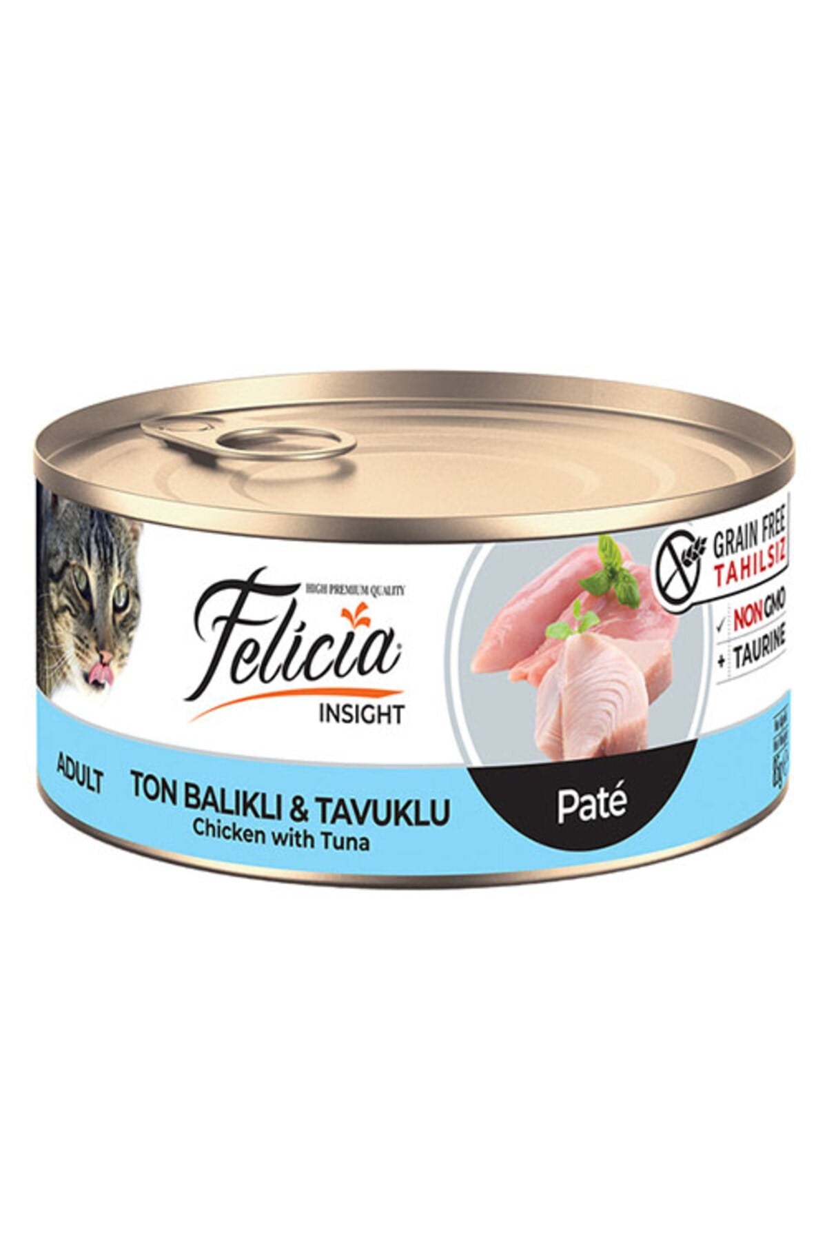 Felicia Tahılsız Ton Balıklı Tavuklu Kıyılmış Yetişkin Kedi Konservesi 85 gr