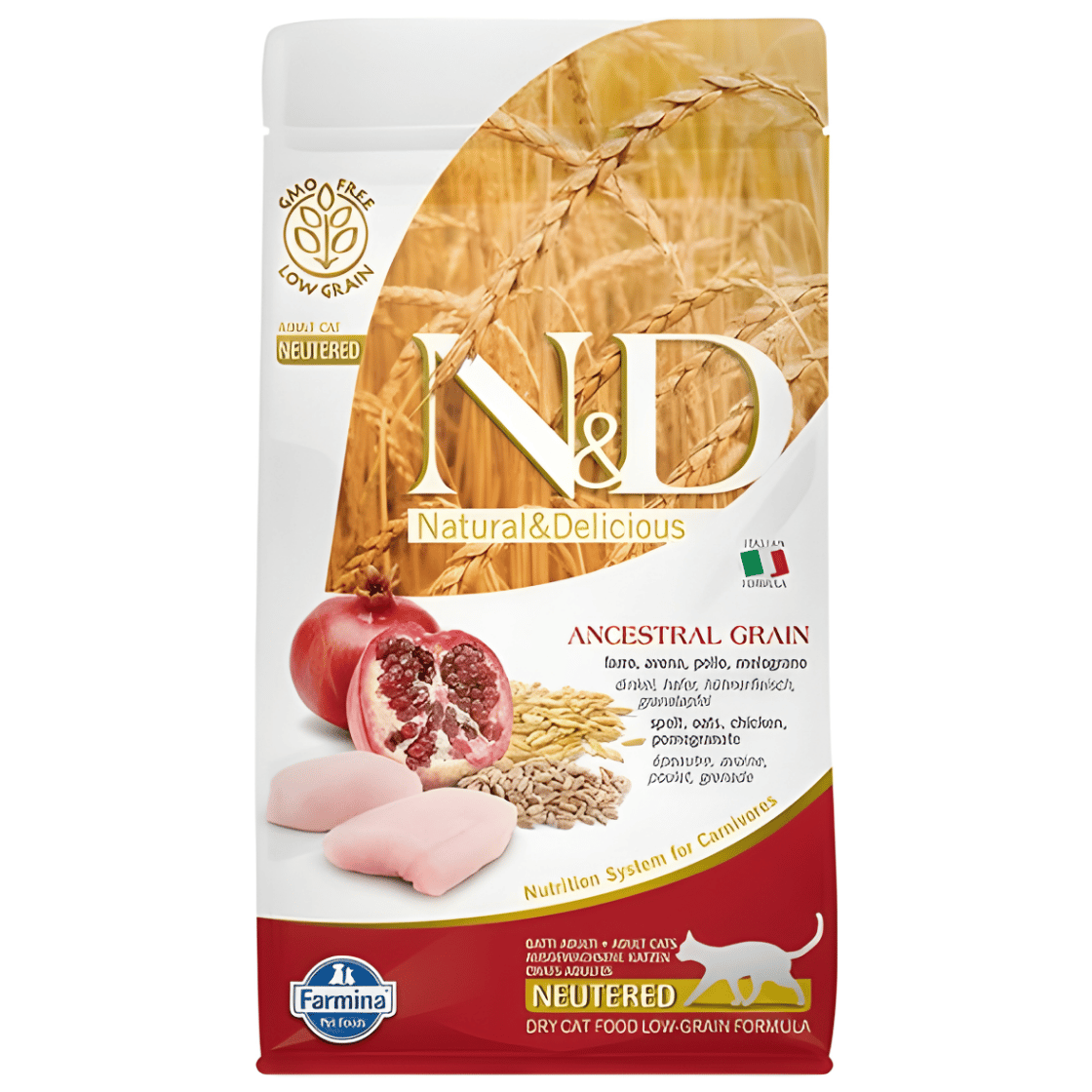 N&D Ancestral Grain - Düşük Tahıllı Tavuklu ve Narlı Kısırlaştırılmış Kedi Maması 1,5KG