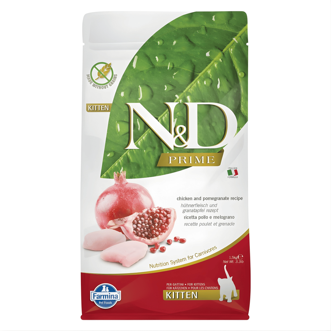 N&D Prime - Kitten Tavuklu ve Narlı Tahılsız Yavru Kedi Maması 1,5KG
