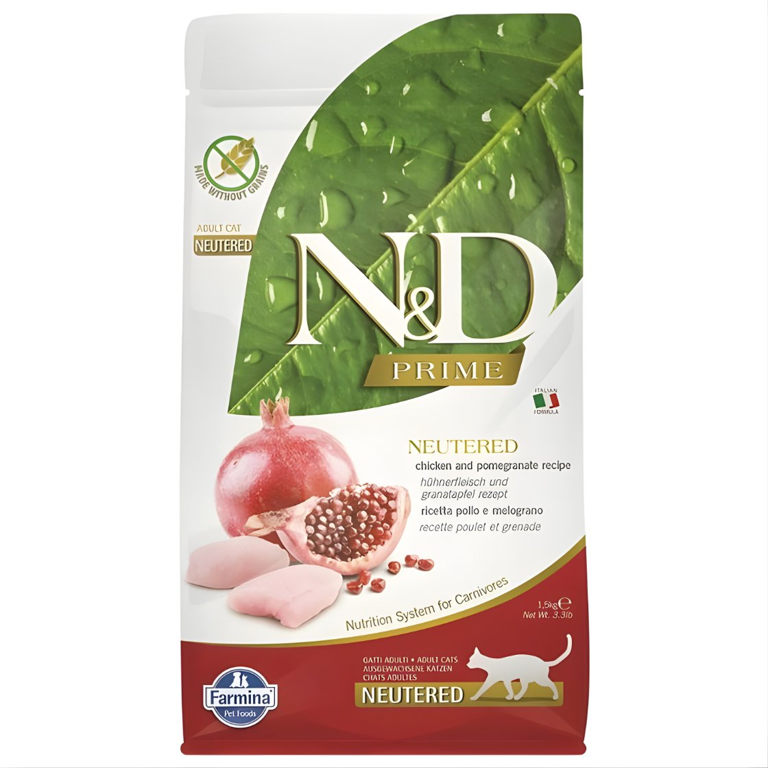 N&D Prime - Tavuklu ve Narlı Tahılsız Kısırlaştırılmış Kedi Maması 1,5KG