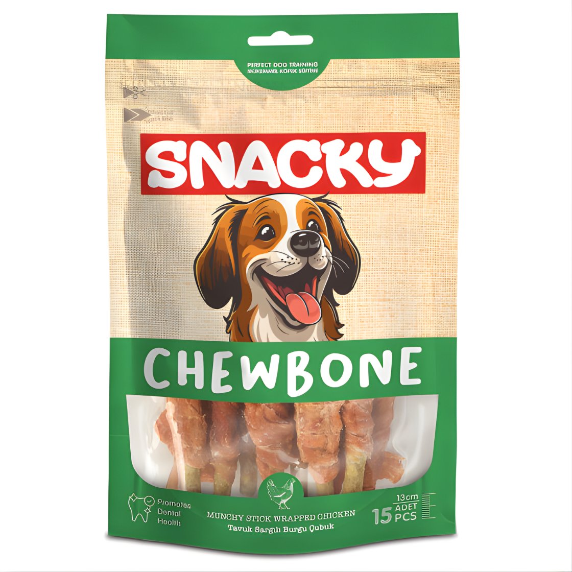 Snacky Chew Bone Tavuk Sargılı Çubuk Köpek Ödül Maması 13cm (10'lu)