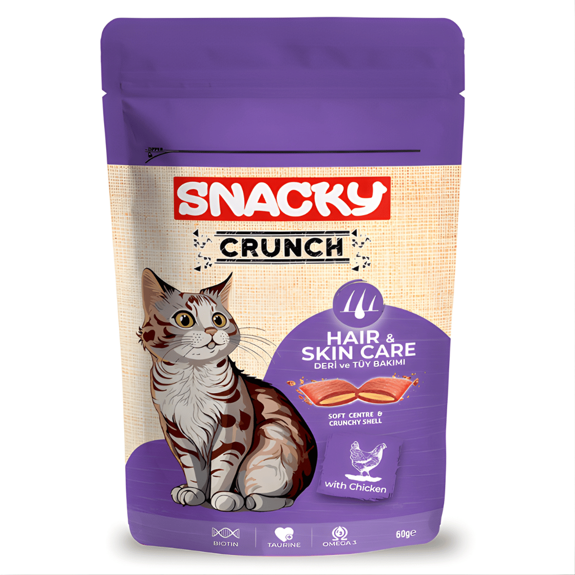 Snacky Crunch Hair-Skin Kedi Ödülü Tavuklu 60 Gr