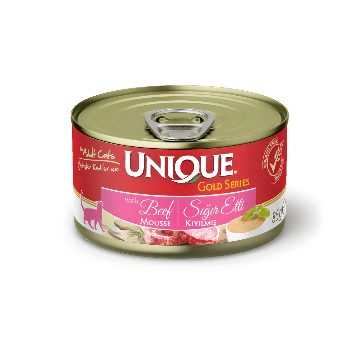 Unique Gold Series Konserve Yaş Kedi Maması 85 gr Sığır Etli