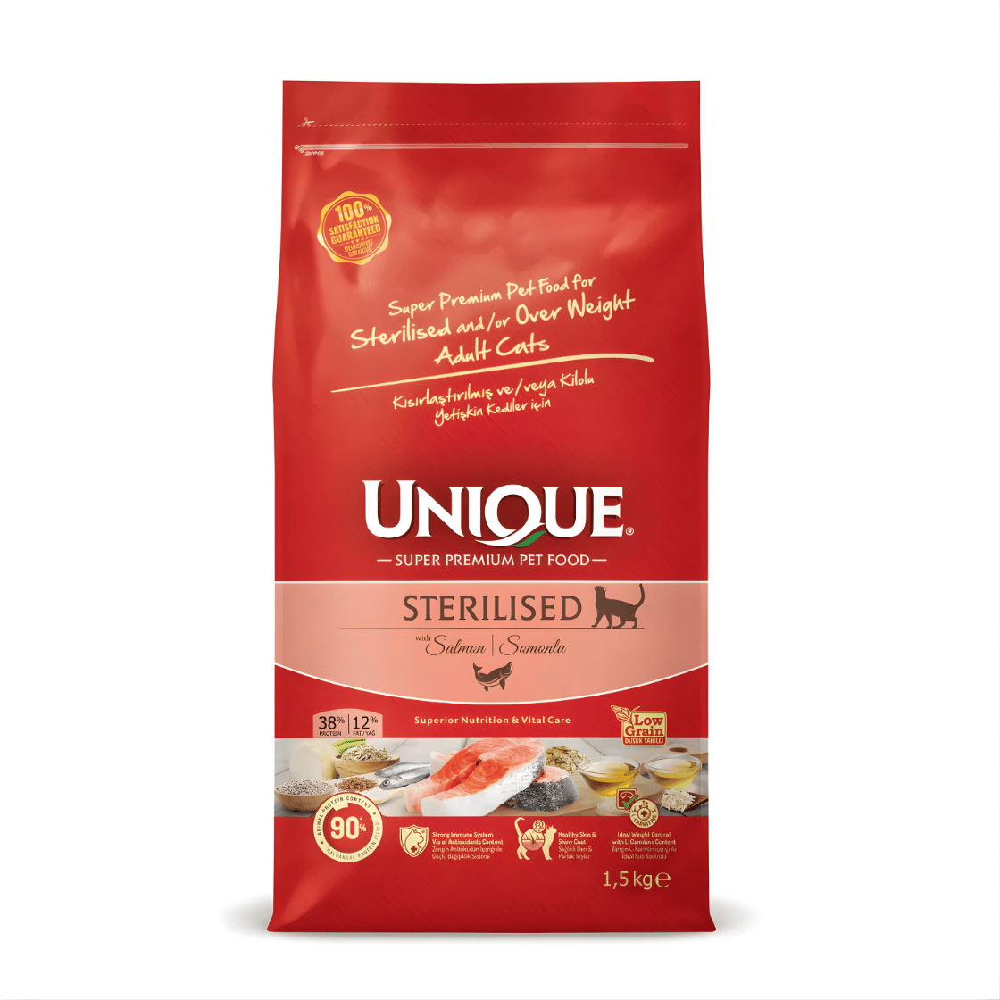 Unique Kısırlaştırılmış Kedi Maması Somonlu 1,5 Kg