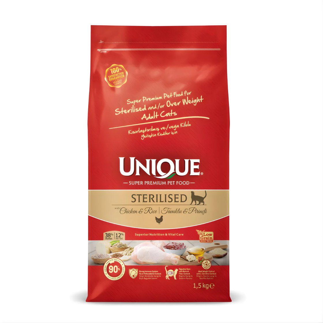 Unique Kısırlaştırılmış Kedi Maması Tavuklu 1,5 Kg