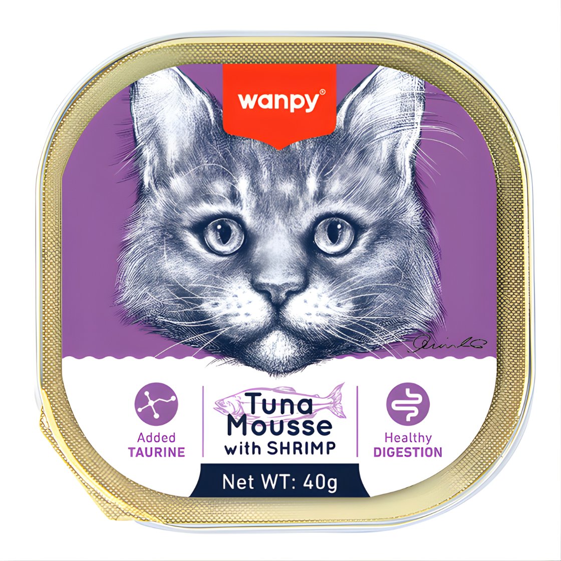 Wanpy Kedi Ton Balıklı & Karidesli Alutray Yaş Mama 40g