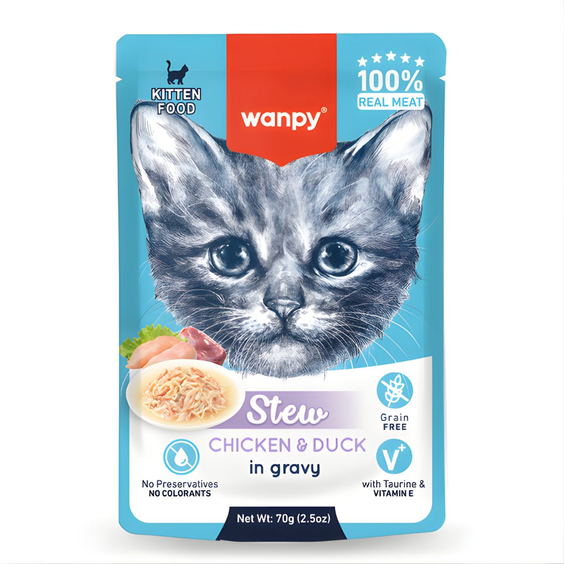 Wanpy Pouch Tavuk & Ördek Yaş Kedi Maması 70 gr