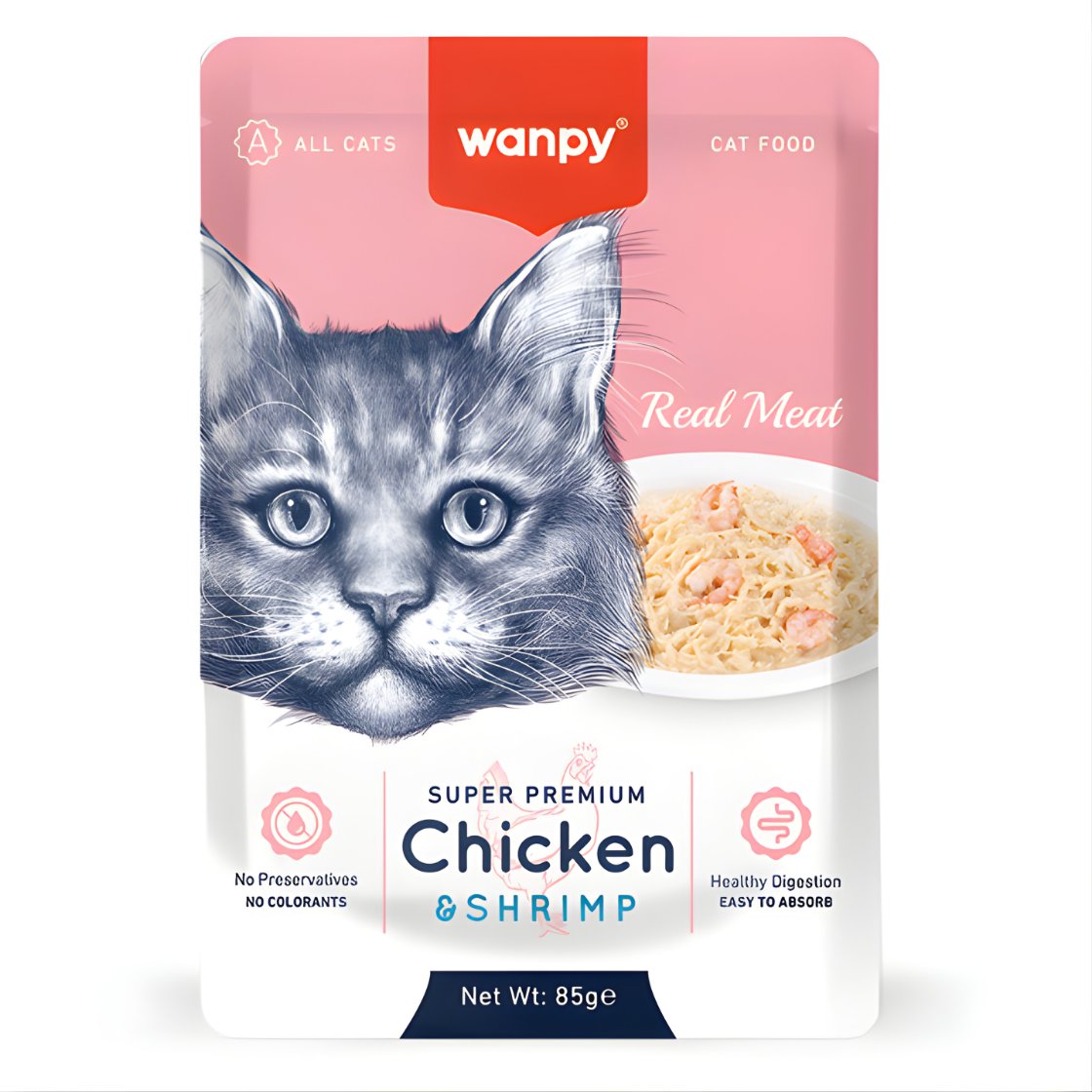 Wanpy Pouch Tavuklu & Karidesli Yaş Kedi Maması 85 gr