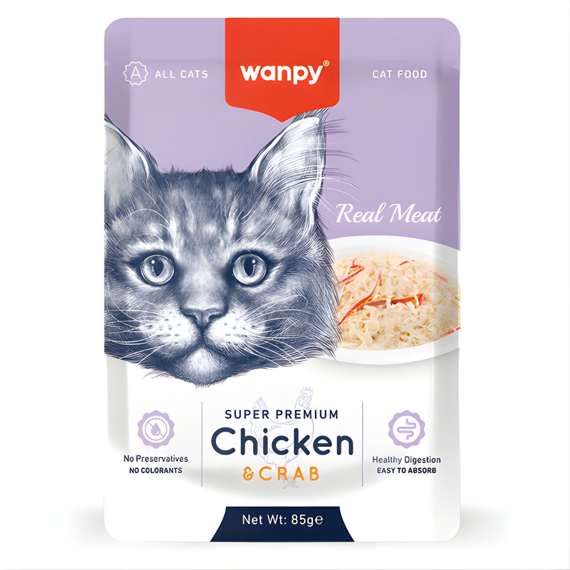 Wanpy Pouch Tavuklu & Yengeçli Yaş Kedi Maması 85 gr
