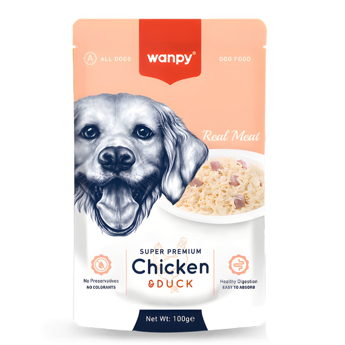 Wanpy Pouch Tavuk&Ördek Yaş Köpek Maması 100 gr