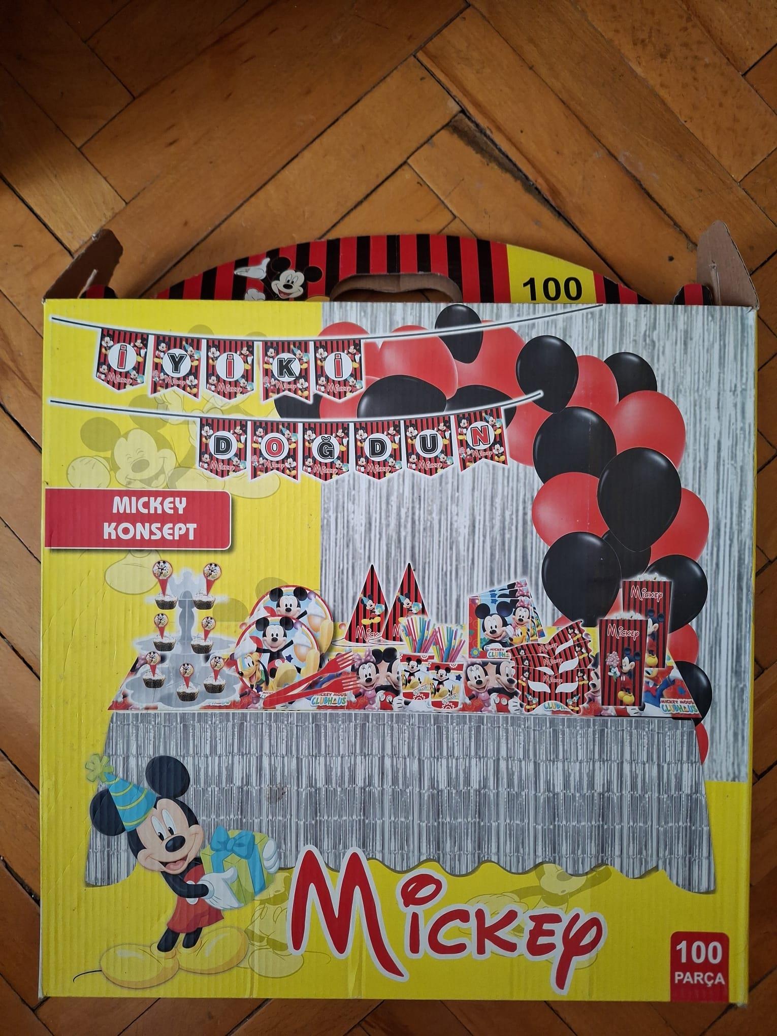 100 Parça Mickey Mause Konsept Doğum Günü Süsü