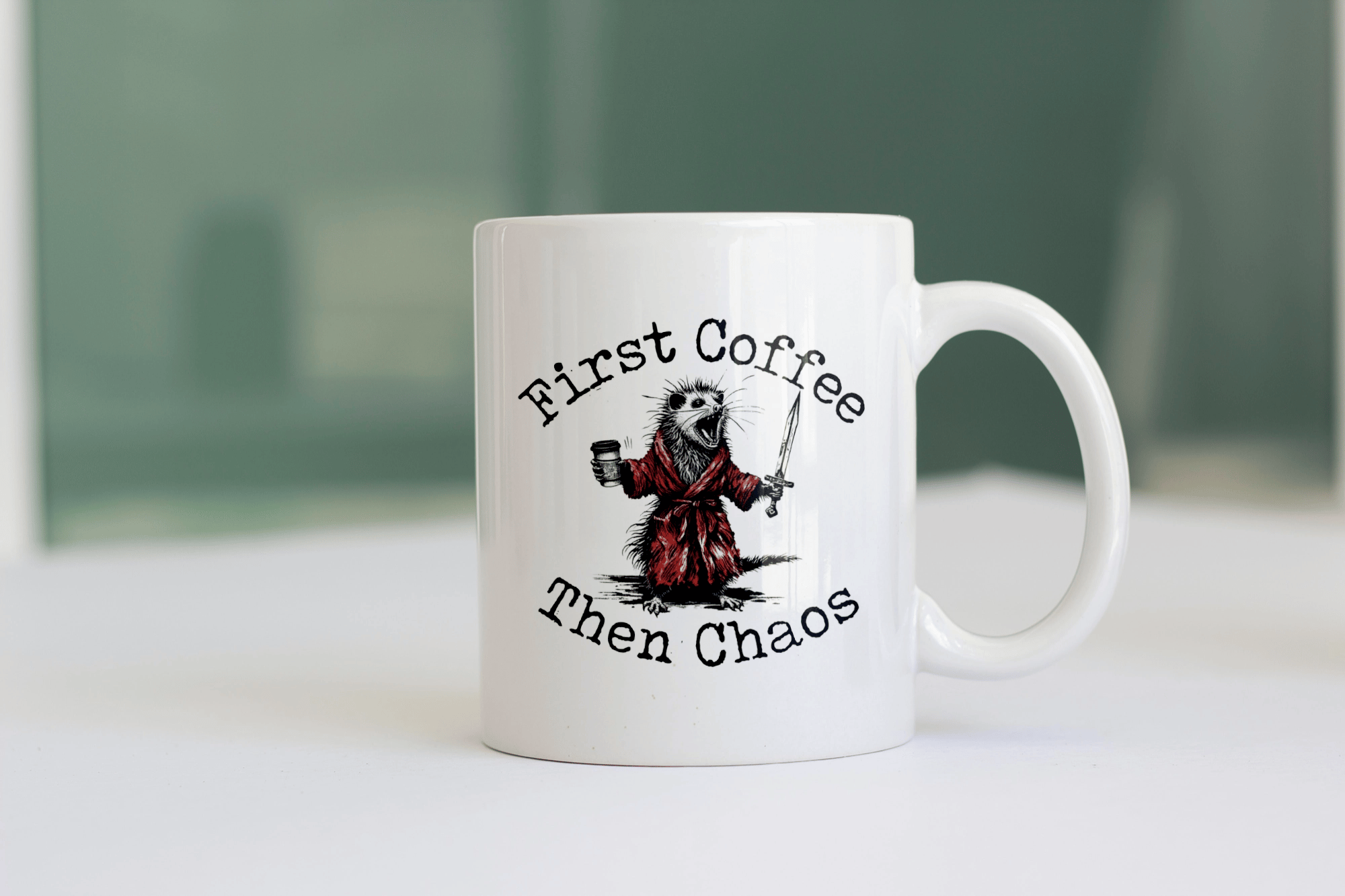 CBT first coffe then choas baskılı kupa