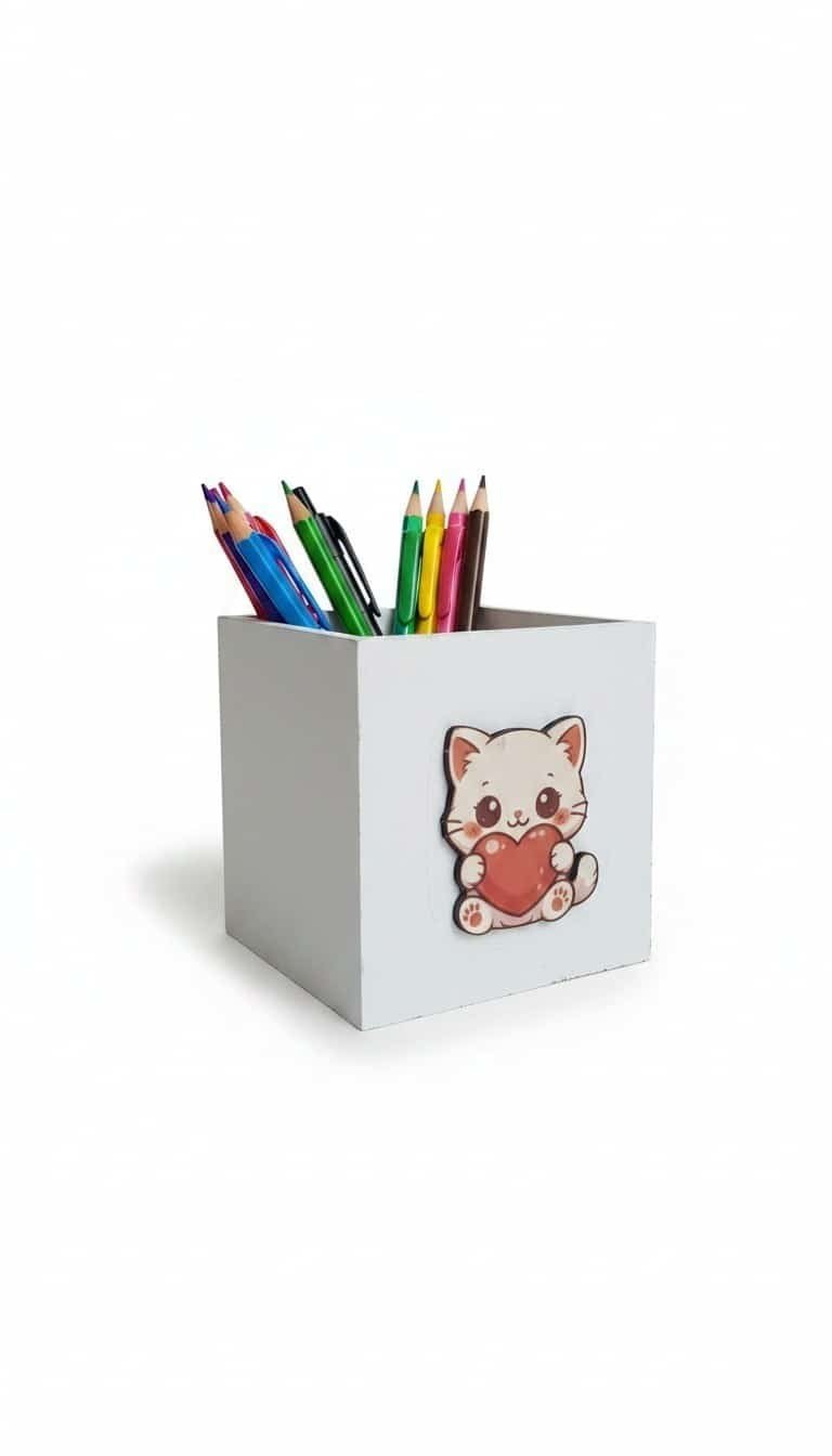 Hello Kitty Detaylı Ahşap Kalemlik