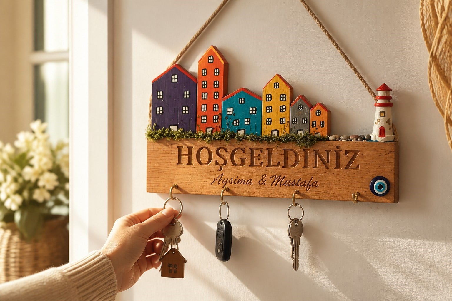 Kişiye Özel Ahşap Hol Tsarım Anahtarlık Askısı