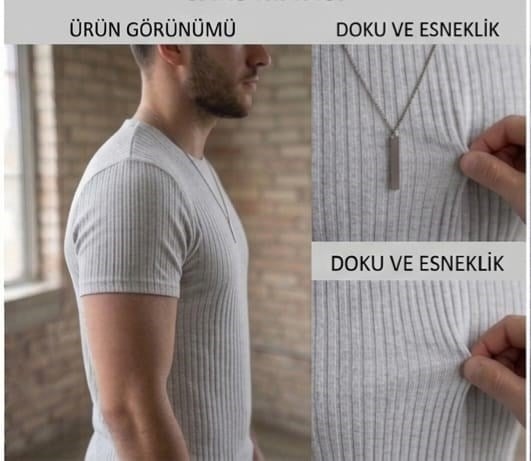 Slim Fit Fitilli Erkek Penye Gri Small Beden