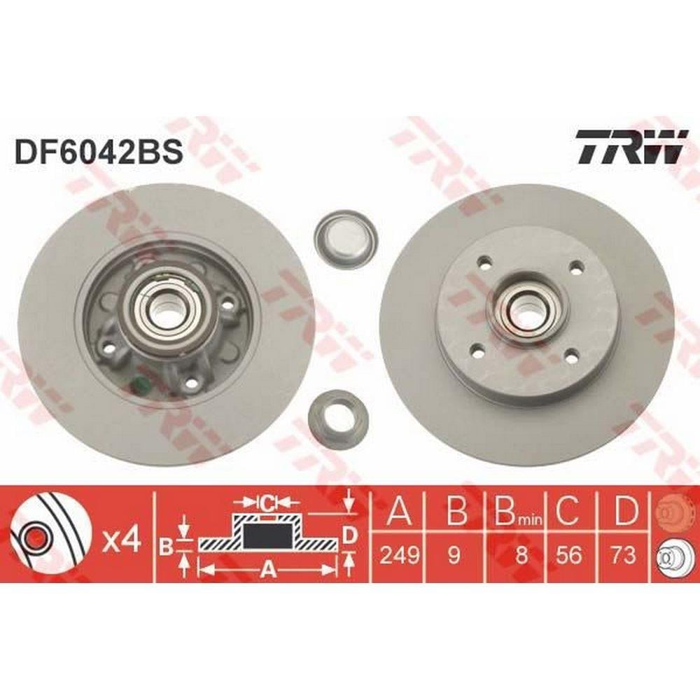 ARKA FREN (AYNA) DISKI P308 SW P308 COUPE C4 (B7) / (TEK TEKER ICIN) / (DIAM:249 EP 9) / (HAVA SOGUT