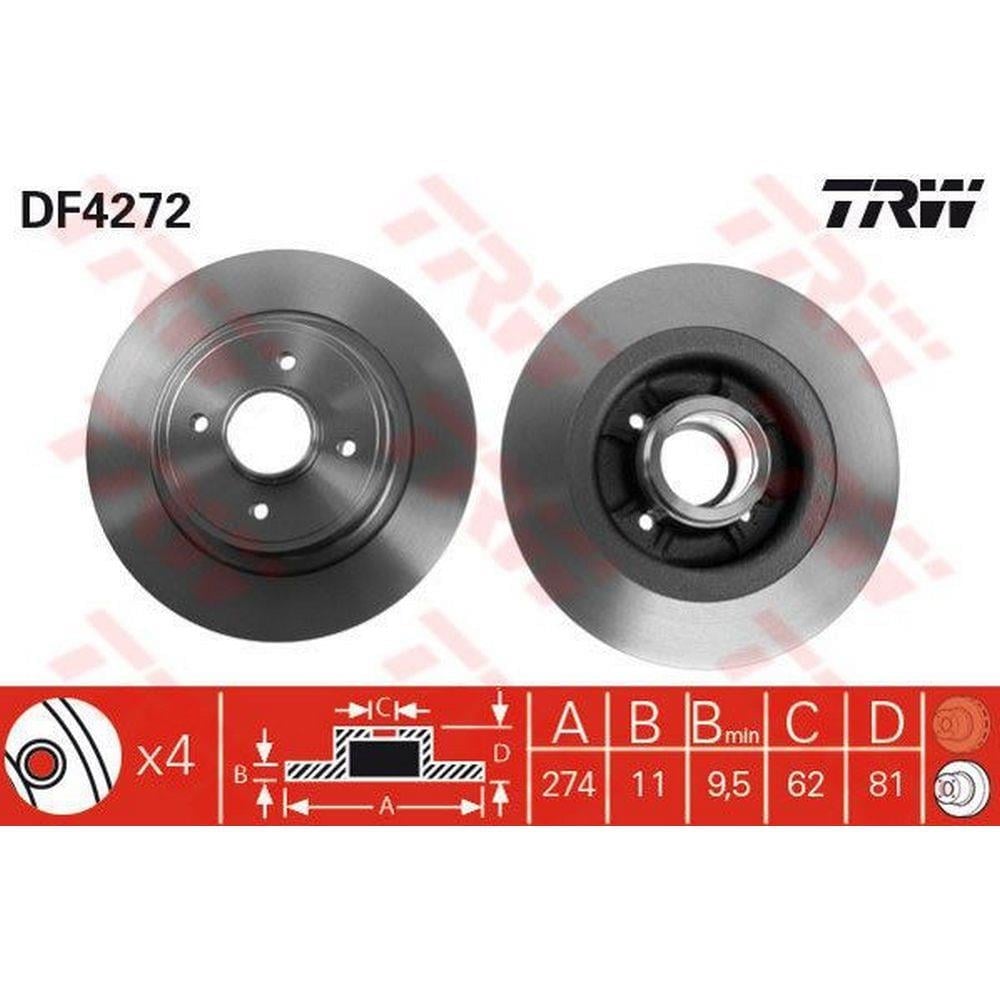 ARKA FREN DISK AYNASI(DISKI) RENAULT MEGANE I SCENIC II 1.4 / 1.6 / 1.8 / 1.9 / 2.0