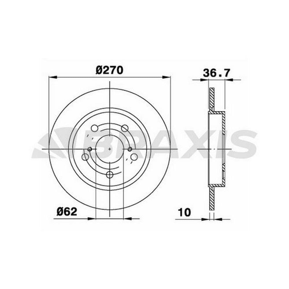 ARKA FREN DISKI (AYNASI) DUZ TOYOTA AURIS 1.4 D4D 2007-2011 COROLLA 1.4 D4D 2007-2011 (270X5)