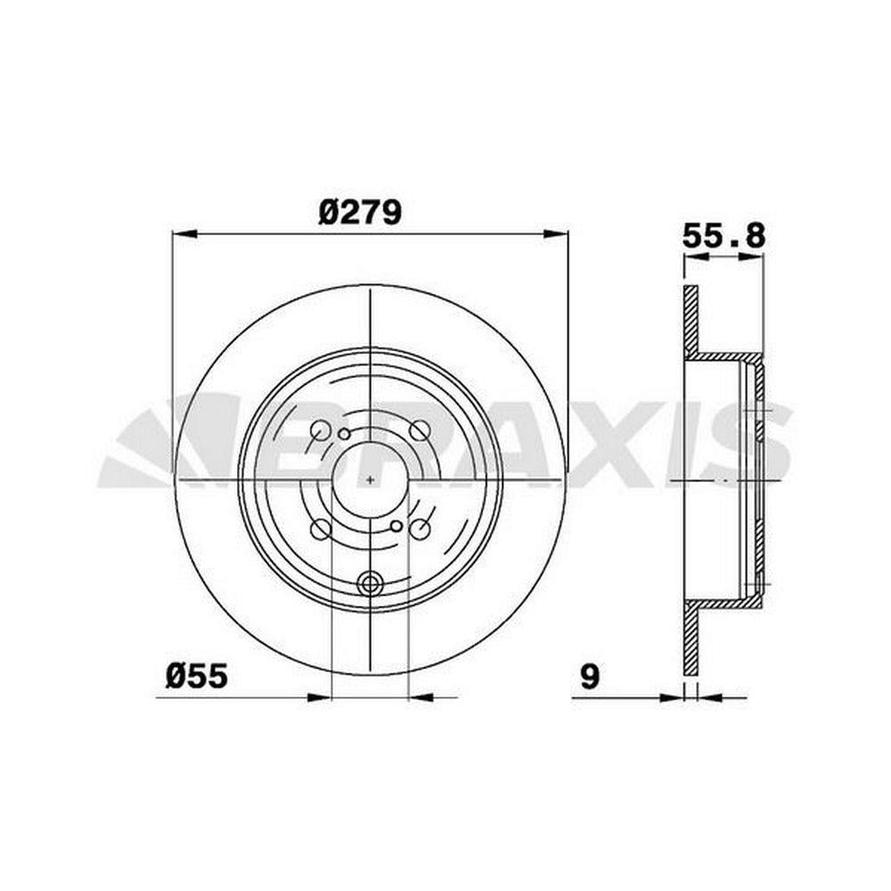 ARKA FREN DISKI (AYNASI) DUZ TOYOTA COROLLA 1.4 D4D 1.6 VVTI 2003-2007 (279X4)