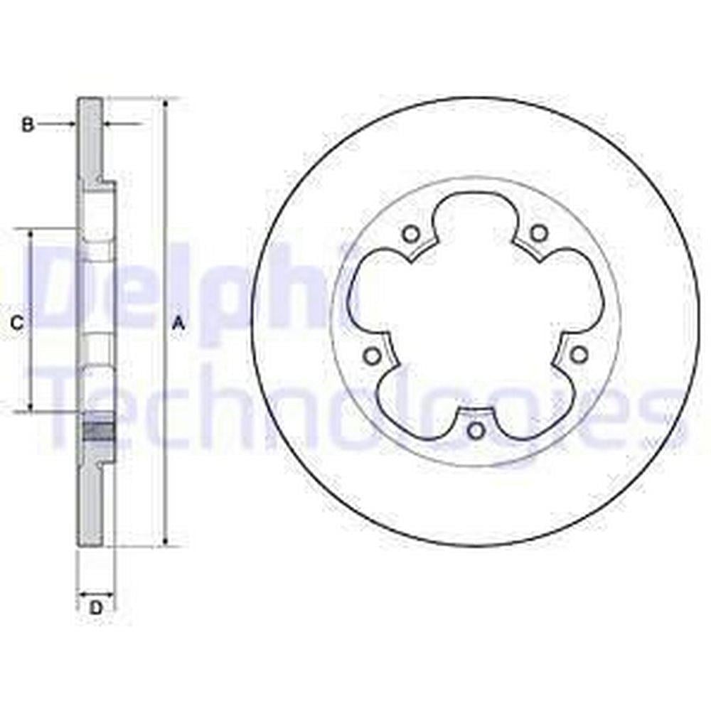 ARKA FREN DISKI TRANSIT V363 TEK TEKER ARKADAN CEKISLI DUZ 308MM 5 BIJON 14> 