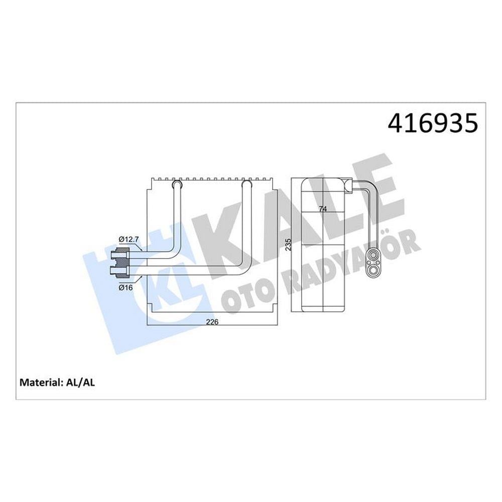 EVAPORATOR HYUNDAI ACCENT I ; ACCENT II 1.3 1.5 94<05 (VALFSIZ) [BRAZING AL/AL] [235X226X74]