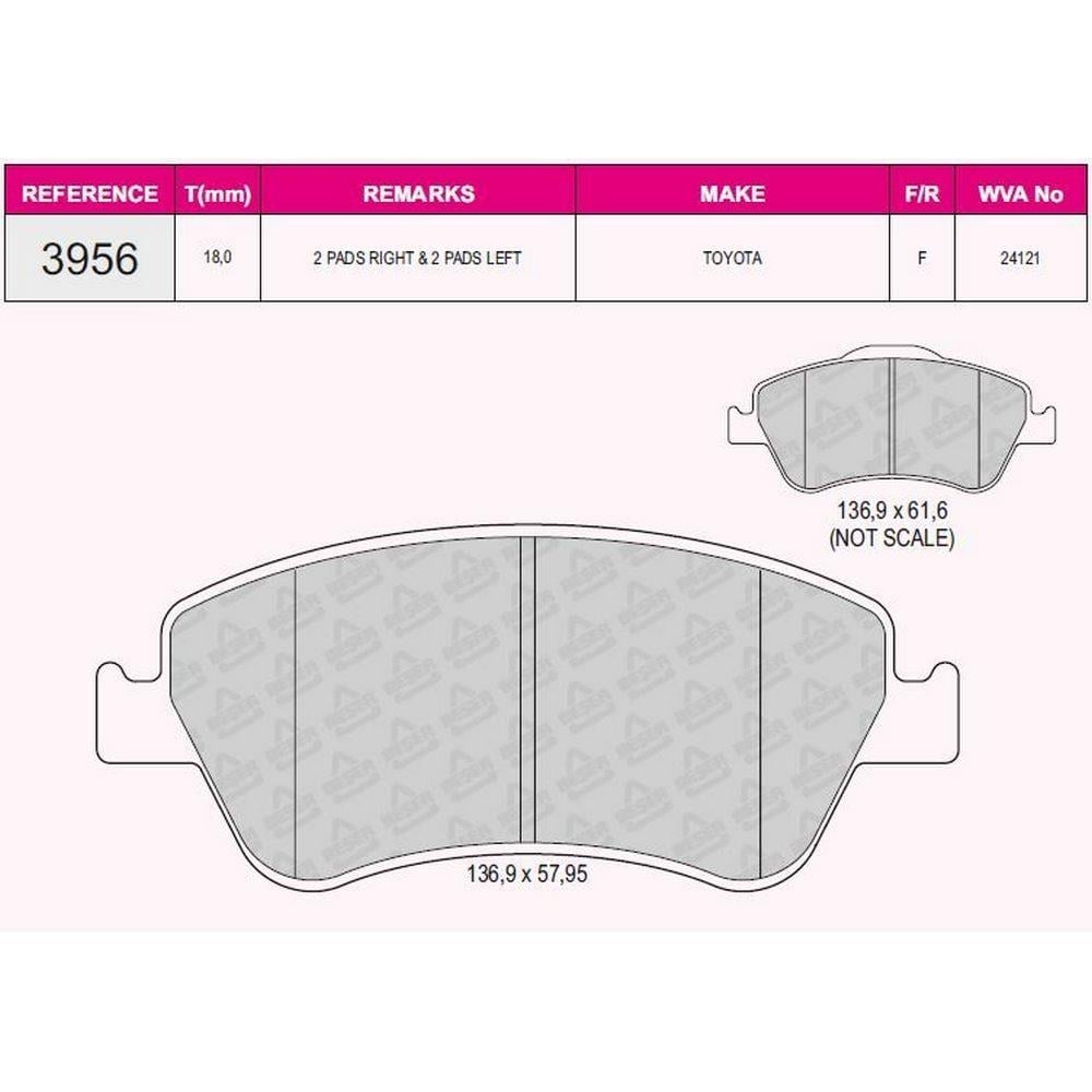 FREN BALATASI ON COROLLA D4D 07-12 AURIS D4D 07-12 COROLLA 1.4 D4D 2013->