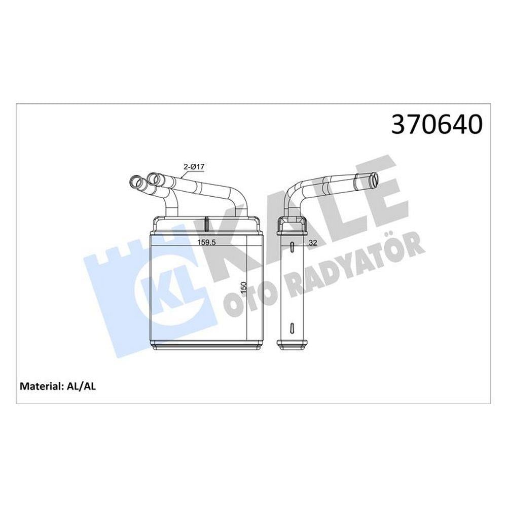 KALORIFER RADYATORU MITSUBISHI L300 2.5D 01<09 BORULU [BRAZING AL/AL] [150X159,5X32]