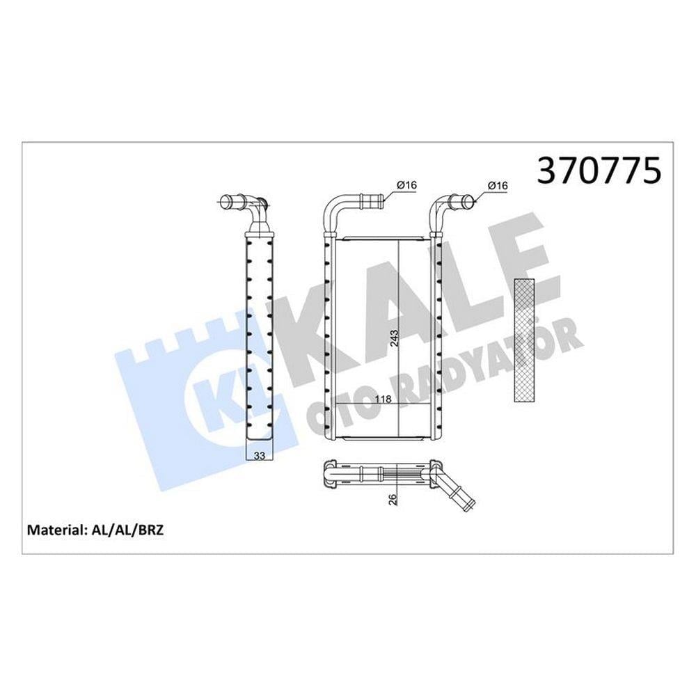 KALORIFER RADYATORU - SCANIA / G II - L - P II - R II - S (DC13) EURO6 17=> (BORULU) [BRAZING AL/AL]