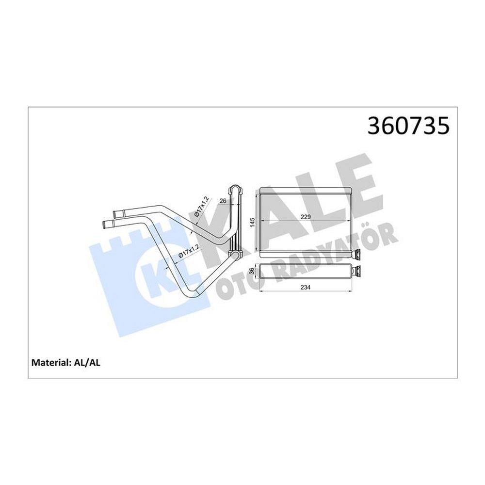 KALORIFER RADYATORU TOYOTA CAMRY V30 01<06 - LEXUS ES 300/330 04<08 BORULU [BRAZING AL/AL] [145X229X