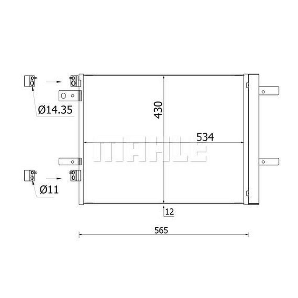 KLIMA RADYATORU 3008 II-308 II-5008 II-508-EXPERT IVPARTNER-C4 PICASSO-JUMPY IV-BERLINGO DW10 525×43