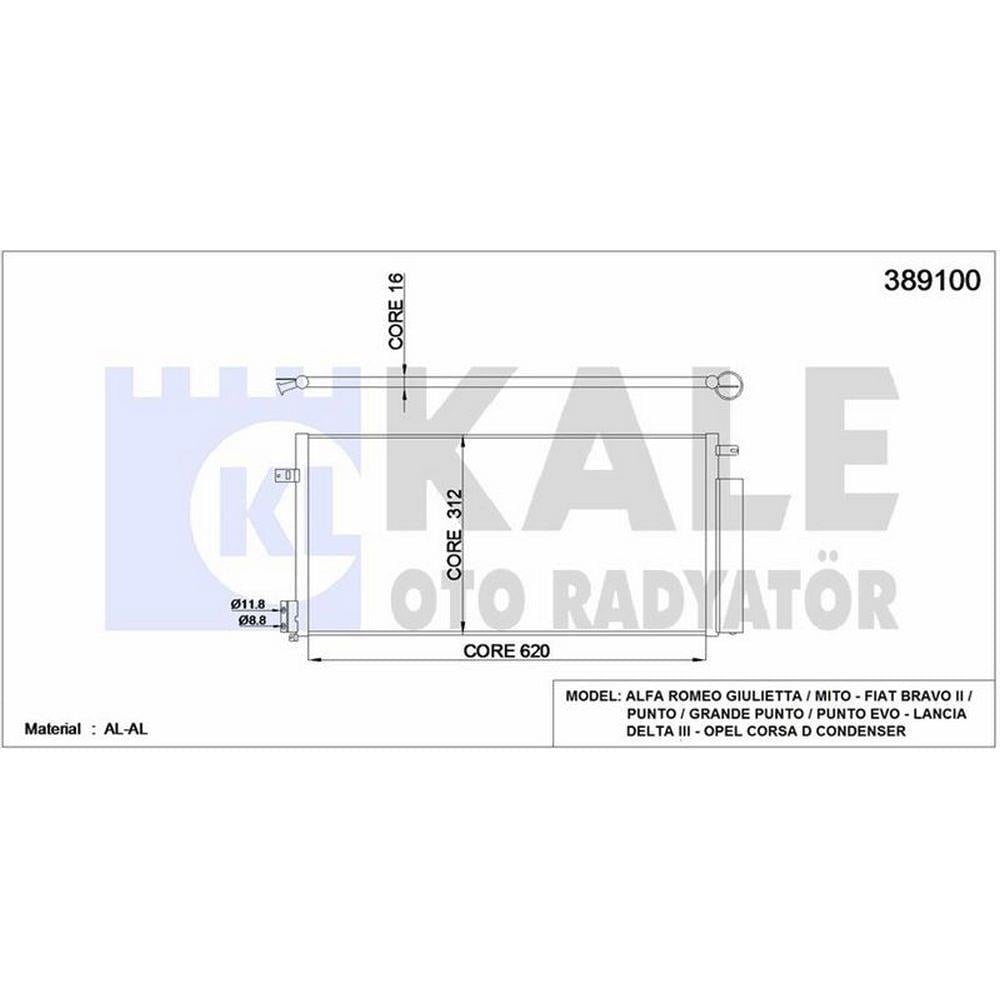 KLIMA RADYATORU CORSA D 13> GRANDE PUNTO 1.4 BRAVO II 1.4 1.6JTD 1.9D