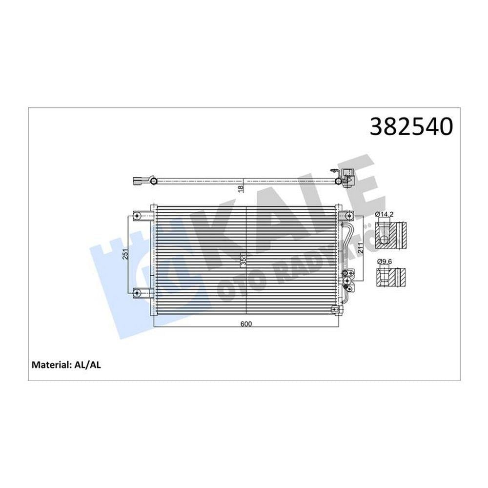 KLIMA RADYATORU MITSUBISHI L200 PAJERO SPORT 2.5TD 3.0 V6 98> KURUTUCUSUZ [BRAZING AL/AL] [600X351X1