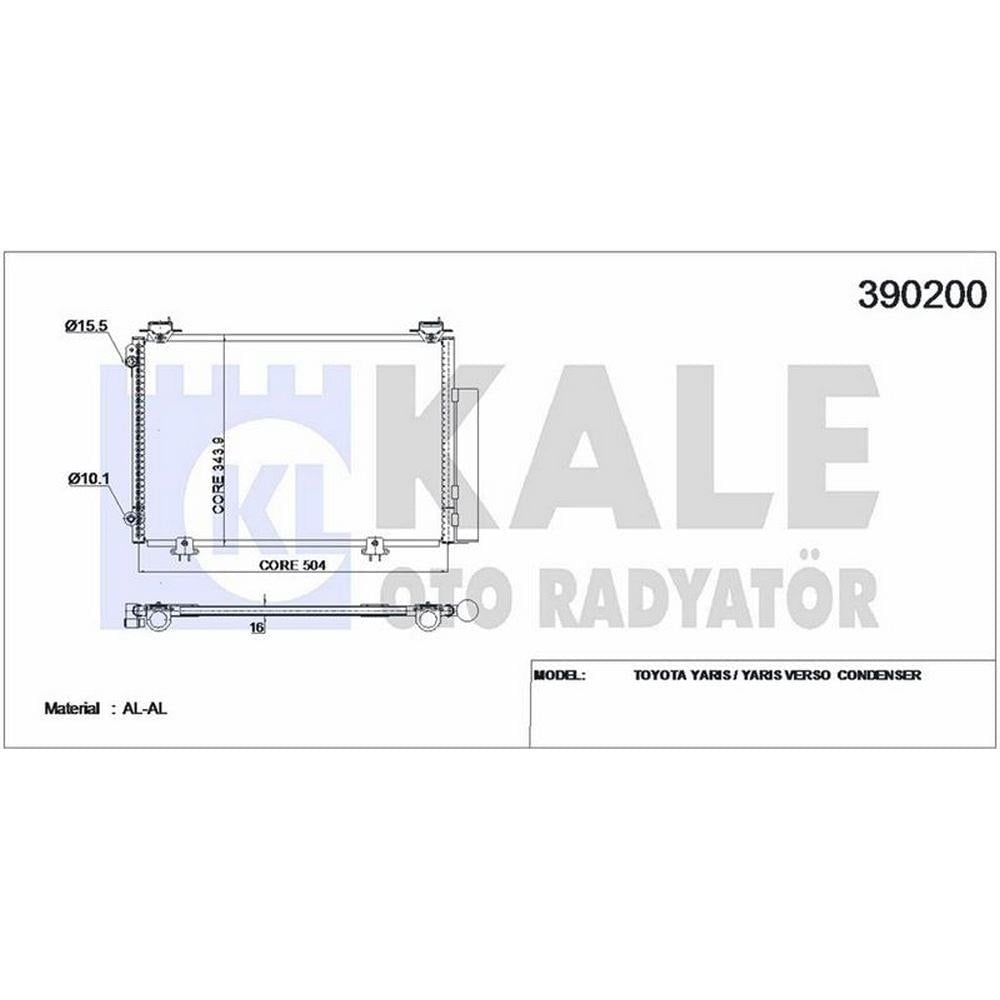 KLIMA RADYATORU TOYOTA YARIS 1999-2005 (520×318×16)