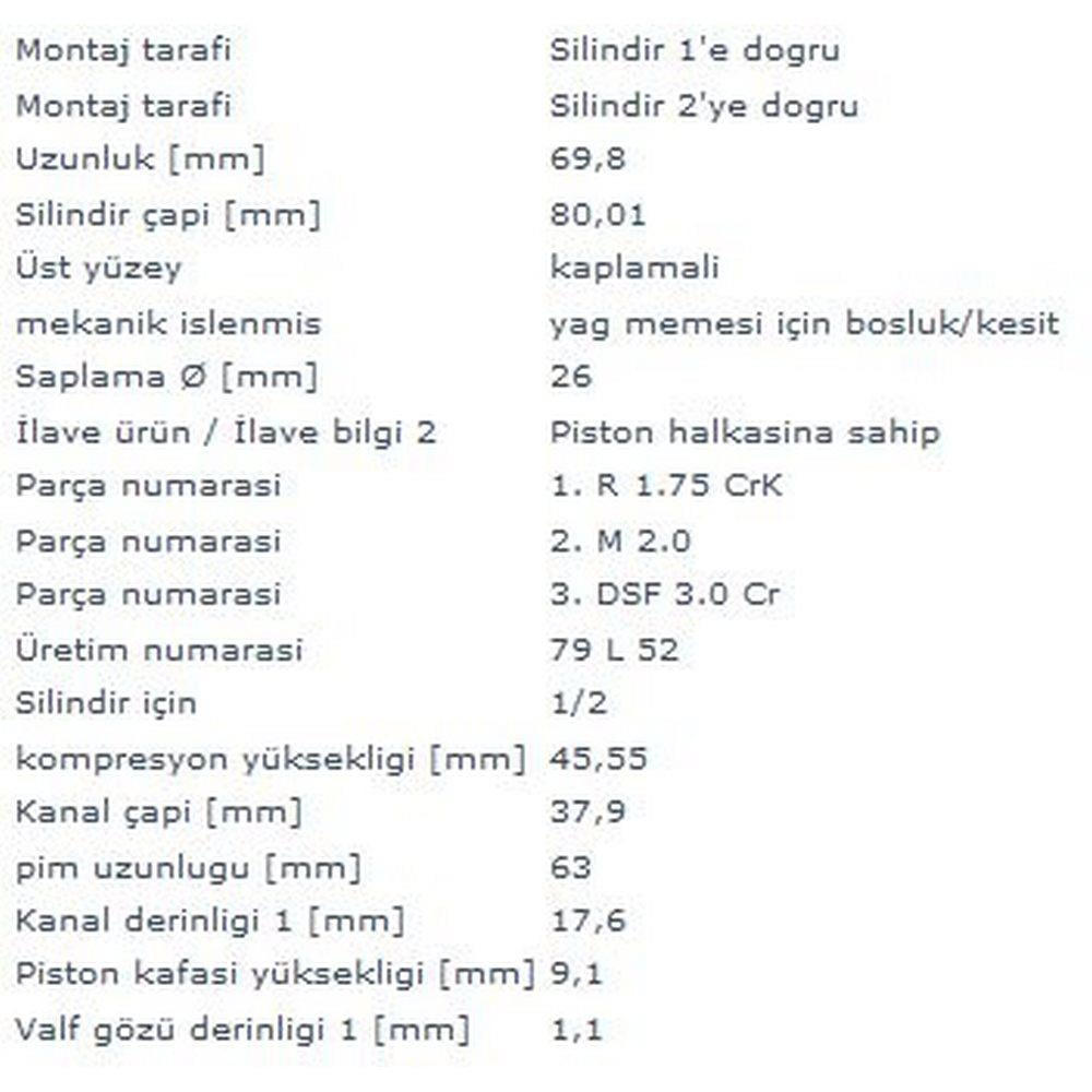 MOTOR PISTON SEGMAN 79,51mm (+0,50) POLO 1,4 TDI AMF 1,2,