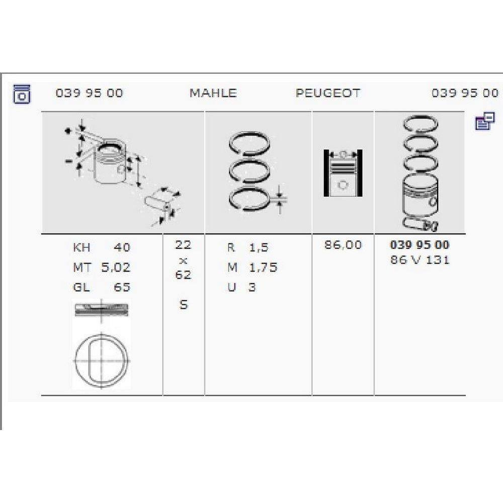 MOTOR PISTON SEGMAN P306 P605 P405 YM P806 ZX XANTIA EVASION XU10J2 / XU10J2C (TEPE 5,02 CUKUR) 86,0