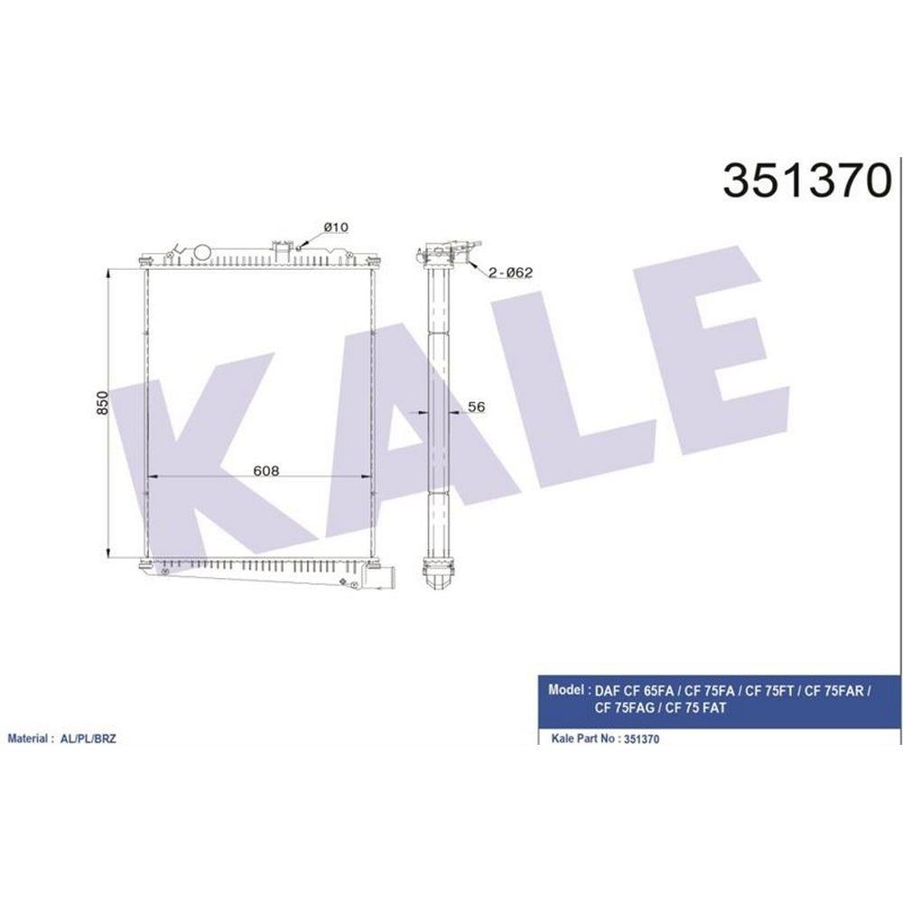MOTOR RADYATORU CERCEVESIZ DAF CF65-CF75 01> ( AL-PL-BRZ ) ( 850X608X56 )