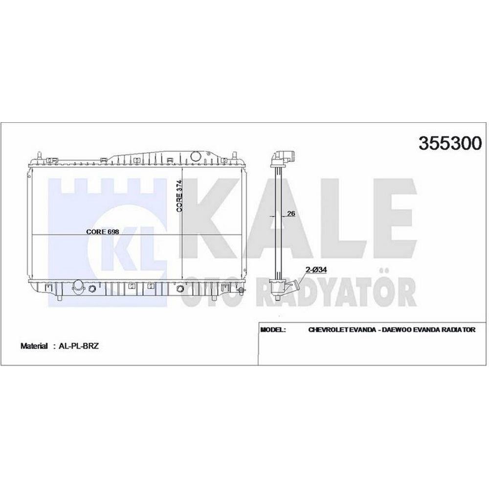 MOTOR RADYATORU EVANDA 374X698X26