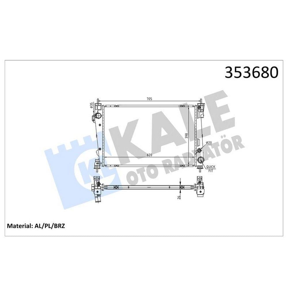 MOTOR SU RADYATORU ALFA ROMEO GIULIETTA 1.6 JTDM 15> 2.0 JTDM 10> (AC/NAC) (MT) [BRAZING] [620X398X2