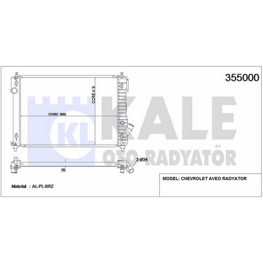 MOTOR SU RADYATORU AVEO KALOS T255 1,4 16V MANUEL (600X408X26) AVEO 08>